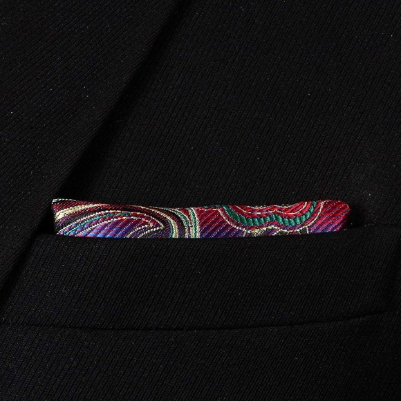 Mens Pocket Square Handkerchief Paisley Red - Picture 3 of 5